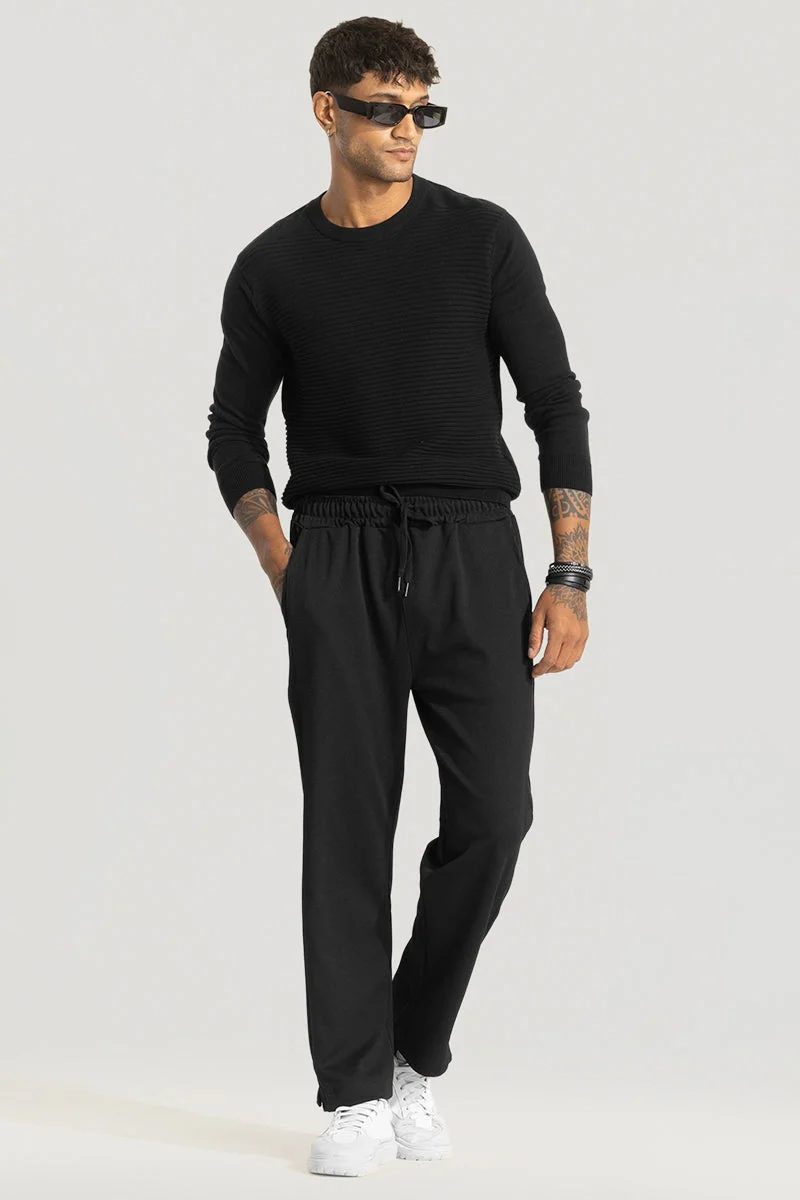 SNITCH Black Black Slit Ankle Pants for Men | Best Price UAE